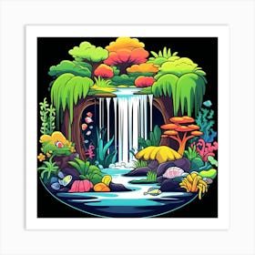 Waterfall In The Jungle Art Print