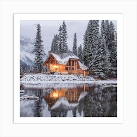 Cabin In Winter Emerald Lake Art Print