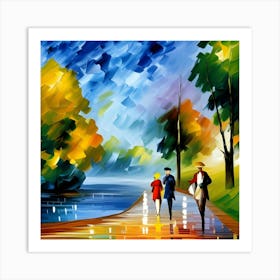 More People Walking In The Thameside Park Art Print