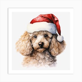 Poodle In Santa Hat 5 Art Print