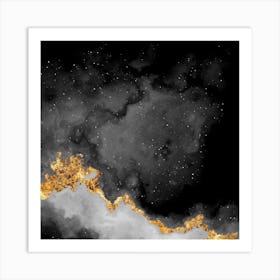 100 Nebulas in Space with Stars Abstract in Black and Gold n.014 Art Print
