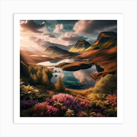 Sunset In The Scottish Highlands Art Print