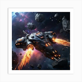 Spaceship In Space 1 Art Print