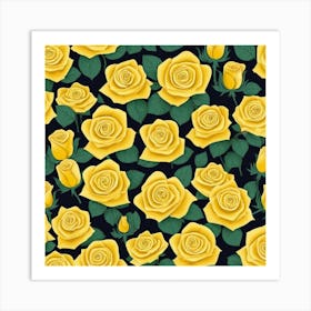 Yellow Roses Seamless Pattern 2 Art Print