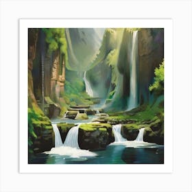 Waterfall In The Forest Art Print