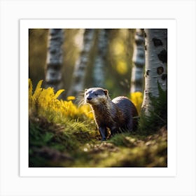 Otter in the late evening sun Art Print