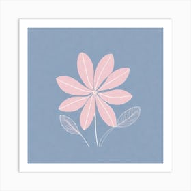 A White And Pink Flower In Minimalist Style Square Composition 436 Art Print