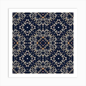 Seamless Pattern On A Blue Background Art Print