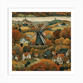Windmill In Autumn 1 Art Print