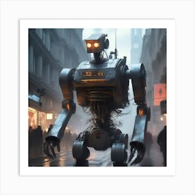 Robot On The Street 61 Art Print