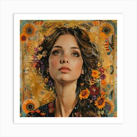 Girl With Flowers 5 Art Print