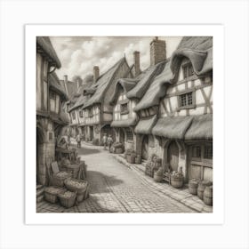 Thatched Cottages art Art Print