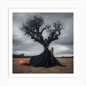 Girl In A Black Dress Art Print