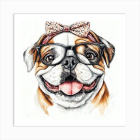 Bulldog With Glasses 3 Art Print