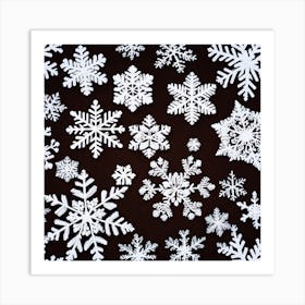 Snowflakes On A Black Background 2 Art Print