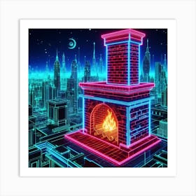 Neon Cityscape 1 Art Print