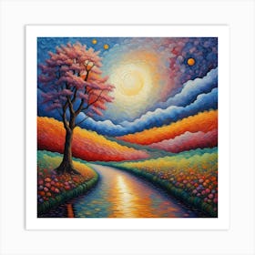 Sunrise By The River Art Print