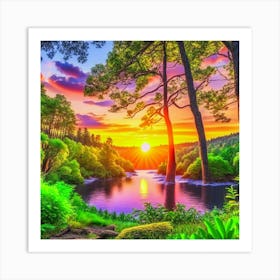 Sunset In The Forest 11 Art Print