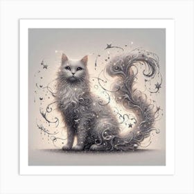 Cat With Stars Art Print