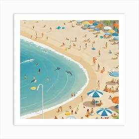 Illustration Of A Beach Scene 6 Art Print