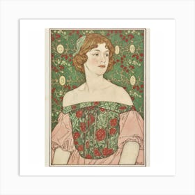 Lady With Roses Art Print