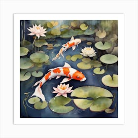 Serene koi fish pond 2 Art Print