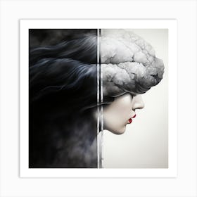 Black And White Abstract Portrait Of A Woman Art Print
