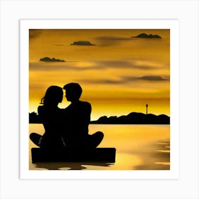 Sunset Couple Art Print