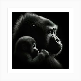 Black And White Gorillas Art Print