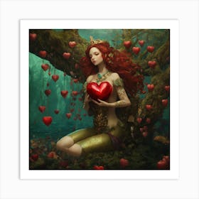 Mermaid With Heart Art Print