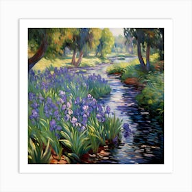 Impressionist Knitwork: Monet's Violet Serenade Art Print