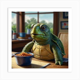 Turtle At The Table Art Print