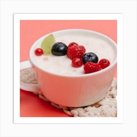 Cup Of Yogurt With Berries Art Print