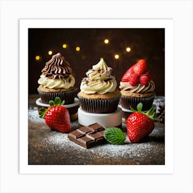 Leonardo Kino Xl Christmas Dessert With Chocolate And Strawber 2 (1) Art Print