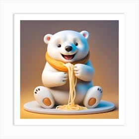 Polar Bear With Pasta Art Print