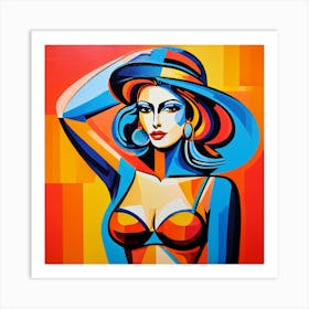 Abstract Bikini Woman Colorful Art Print