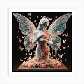 Angel With Roses 2 Art Print