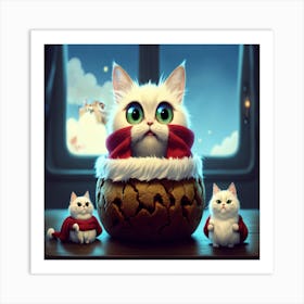 Santa Cats 1 Art Print