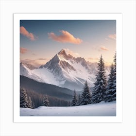 Snowy Mountain Landscape Art Print