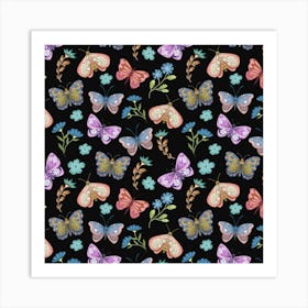 Colorful summer butterfly with flowers Art Print