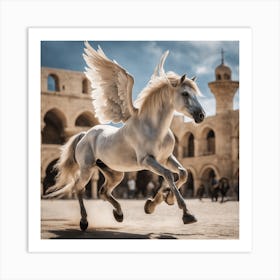 White Horse With Wings Art Print