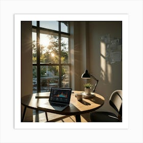 Office Desk With Laptop Art Print