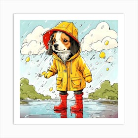 Beagle In Raincoat Art Print