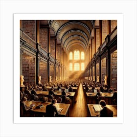 Library Sanctuary Wall Print Art An Inspiring And Scholarly Scene, Perfect For Fostering A Love Of Learning And Study In Any University Setting Art Print