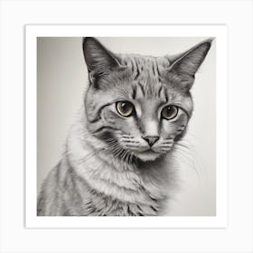 Grey Tabby Cat Art Print