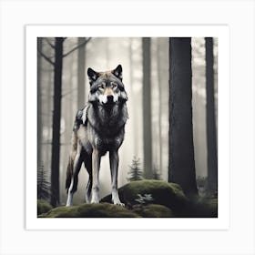 Wolf In The Forest 11 Art Print