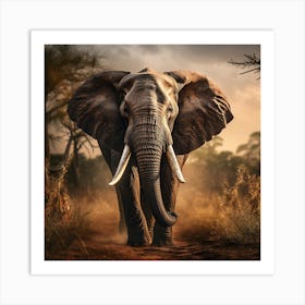 African Elephant In The Wild Art Print