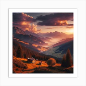 Sunset In The Mountains 8 Art Print