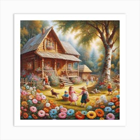 Children In The Garden 1 Art Print