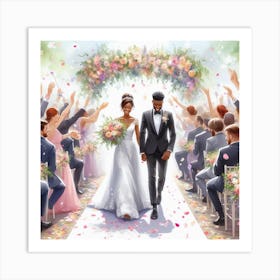 Bride And Groom Walking Down The Aisle 1 Art Print